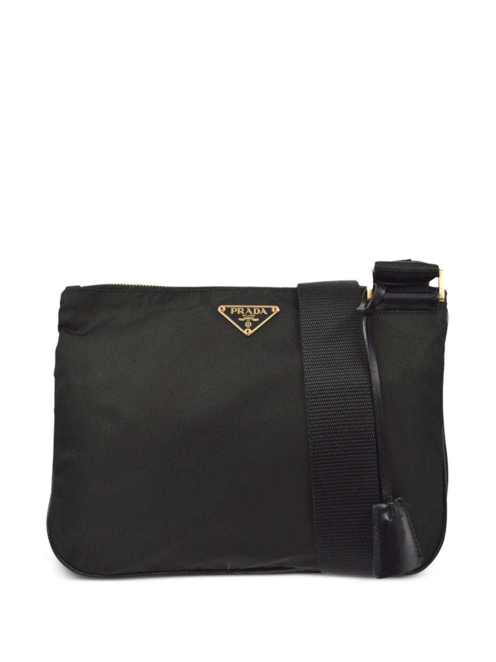 Pre-owned Prada 1990-2000s Triangle-logo Cross Body Bag In Black