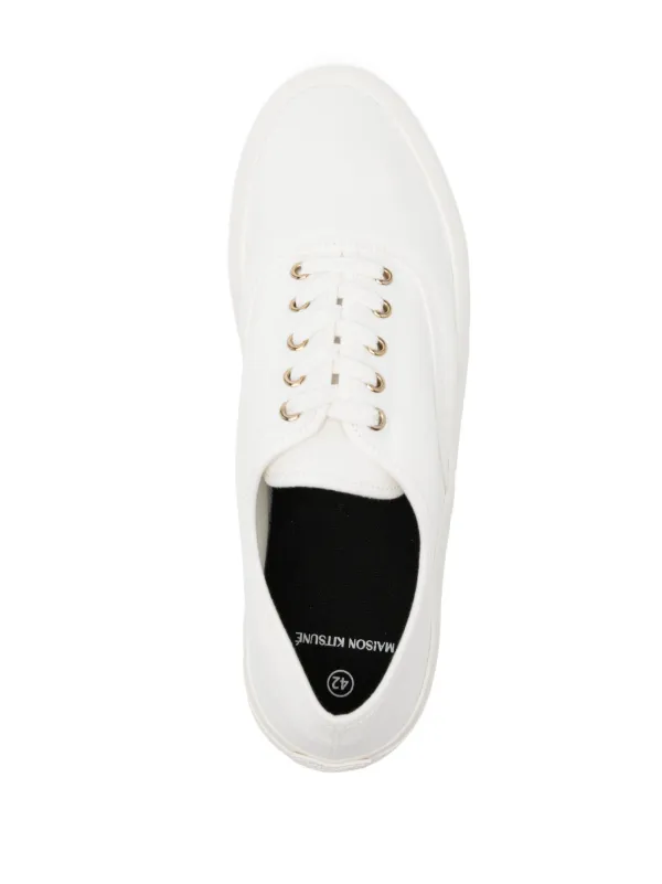 Maison kitsune white canvas sneakers cheap
