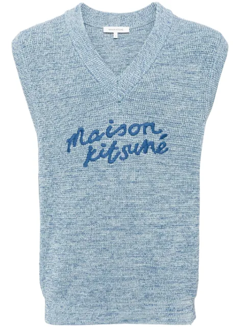 Maison Kitsuné embroidered-logo V-neck cotton vest