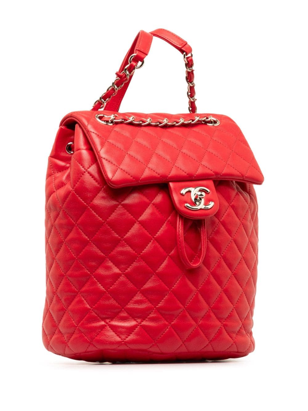 Pre-owned Chanel 2016-2017 Small Lambskin Urban Spirit Backpack In Red
