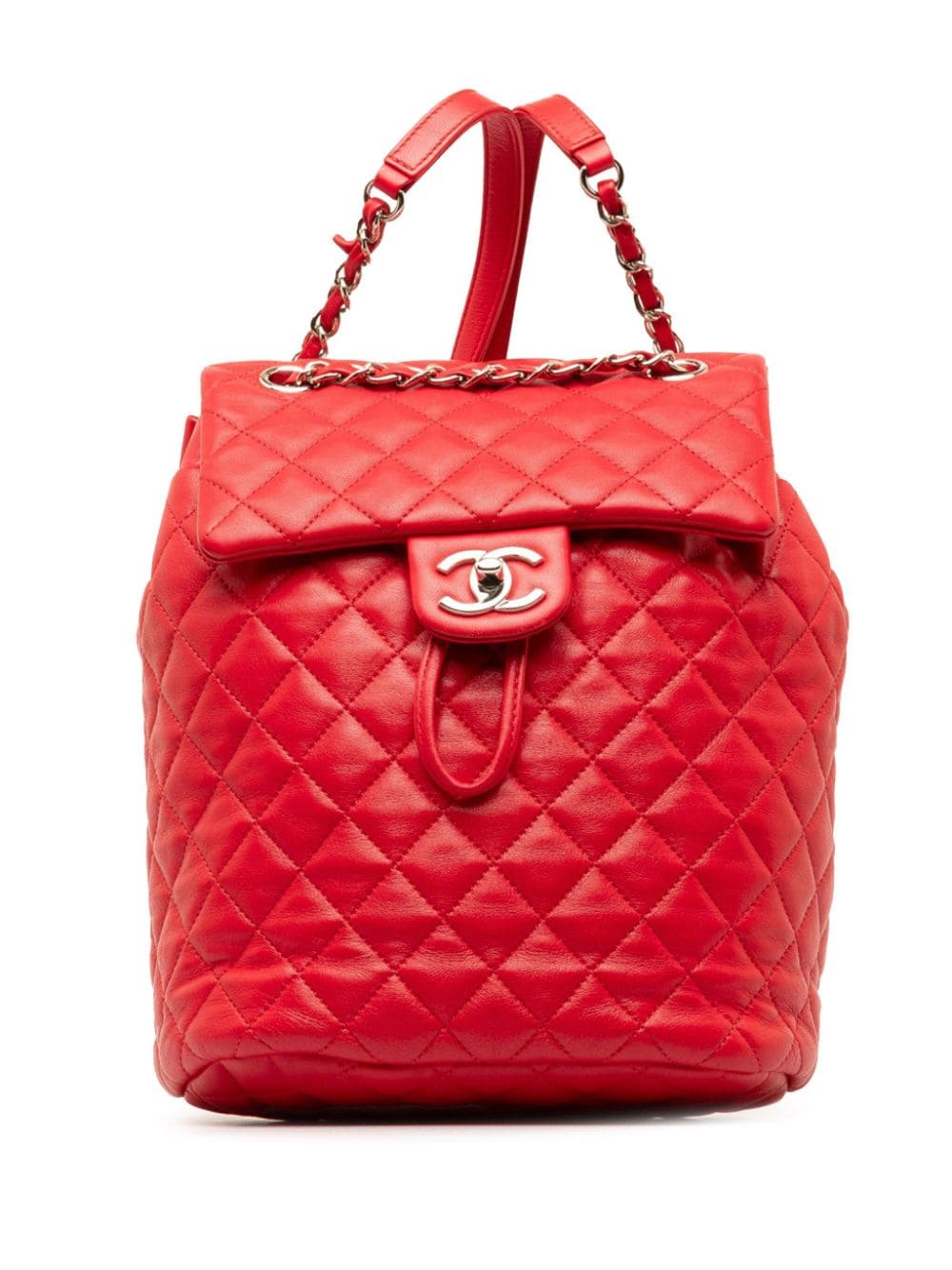 Pre-owned Chanel 2016-2017 Small Lambskin Urban Spirit Backpack In Red