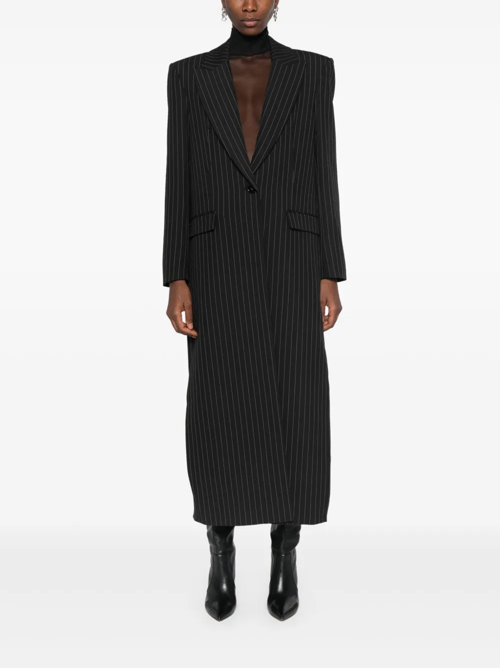PATRIZIA PEPE PINSTRIPE FLANNEL MAXI COAT 