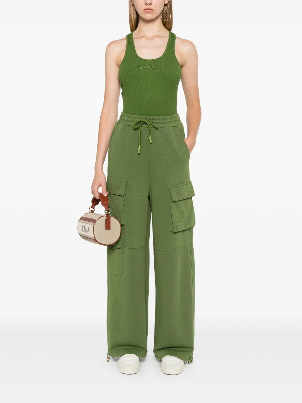 Patrizia Pepe Tanktop met geborduurd logo - Groen