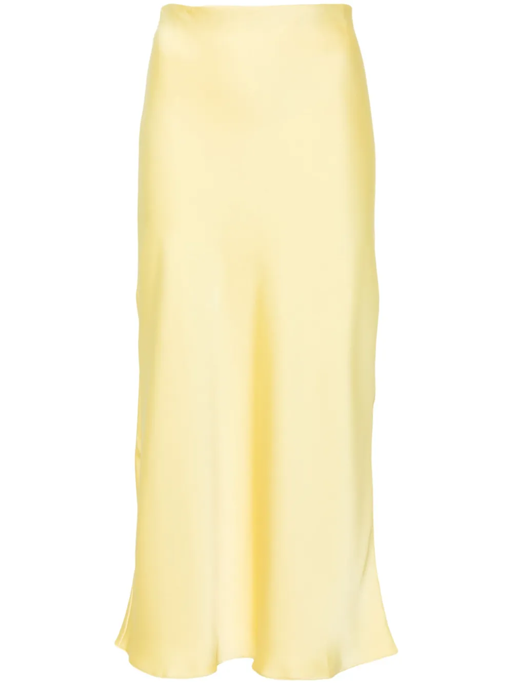 Patrizia Pepe Logo-plaque Satin Midi Shirt In Yellow