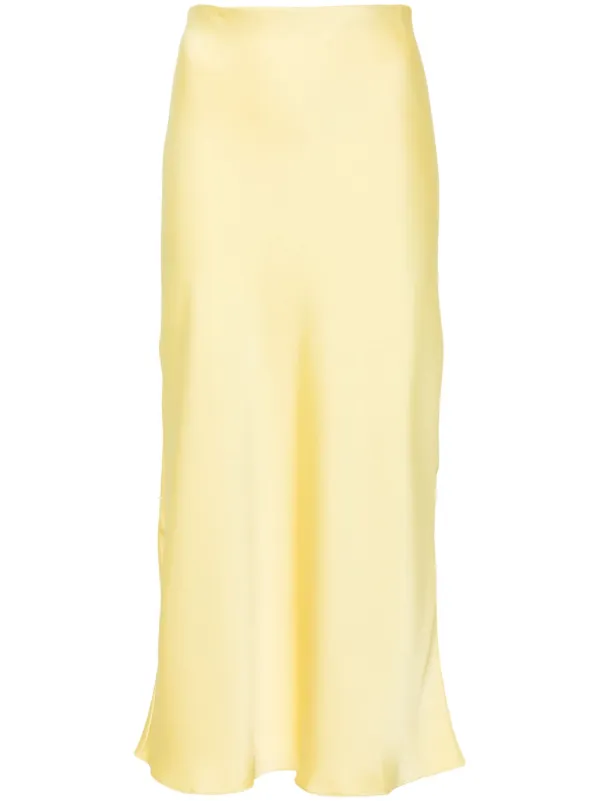 Patrizia Pepe Jupe mi longue En Satin a Plaque Logo Jaune FARFETCH CM