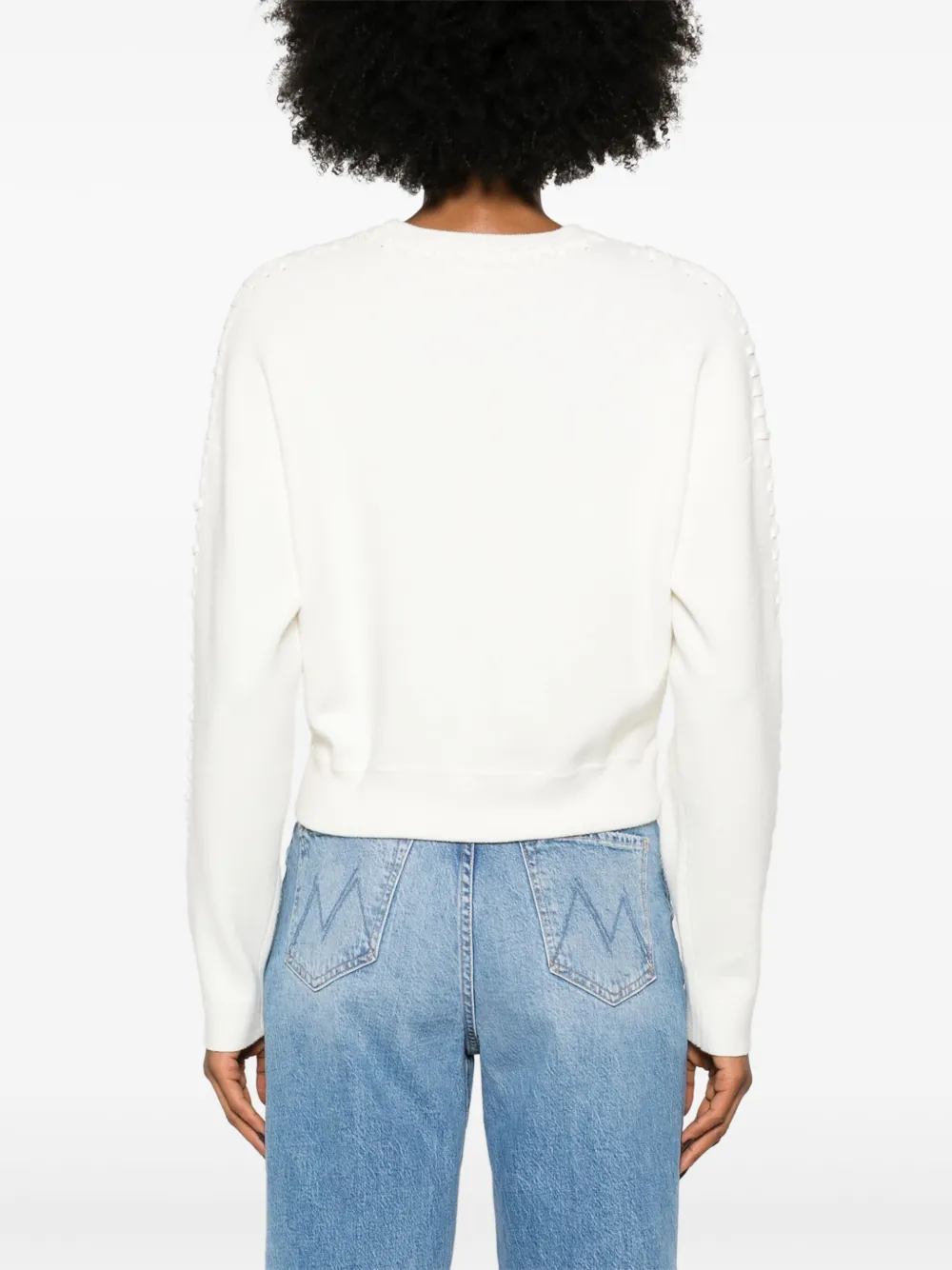 Shop Patrizia Pepe Weave-lace Jumper In White