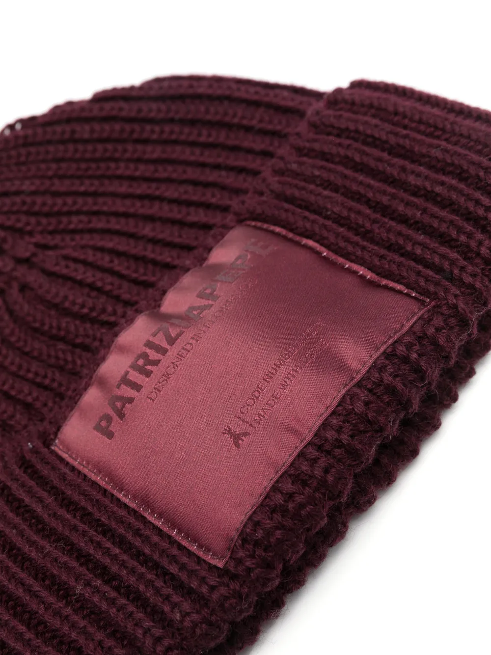Patrizia Pepe logo-patch fisherman's-knit beanie - Paars