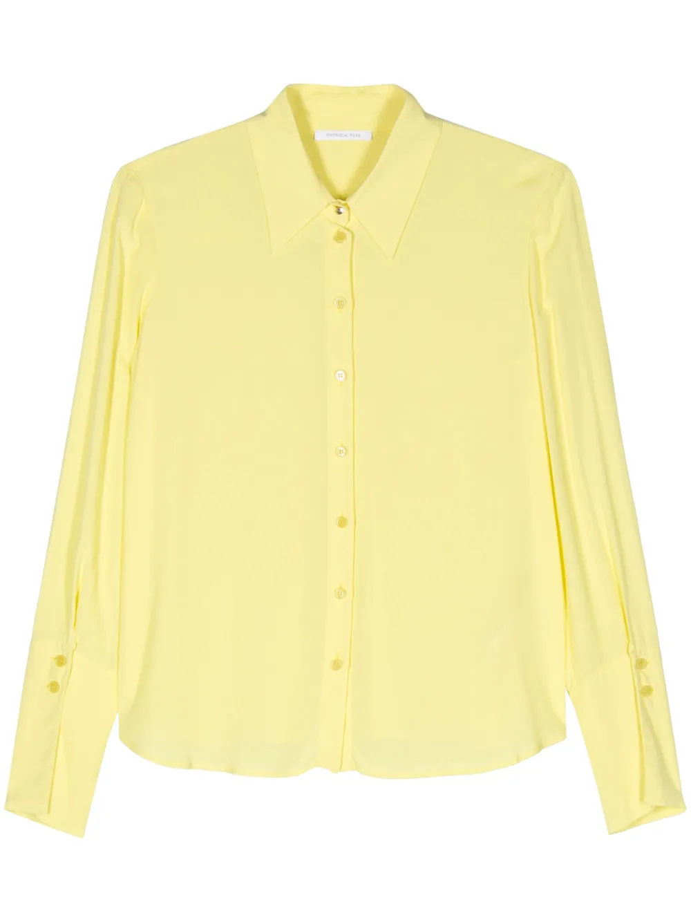 Patrizia Pepe Crepe Pleated Shirt In Yellow
