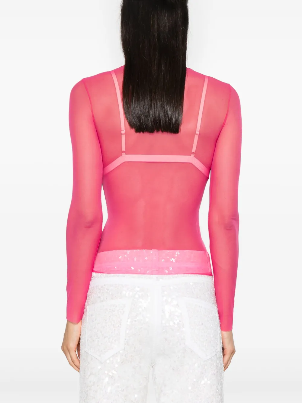 PATRIZIA PEPE ROLL-NECK MESH T-SHIRT 