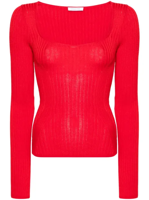 Patrizia Pepe square-neck ribbed-knit jumper