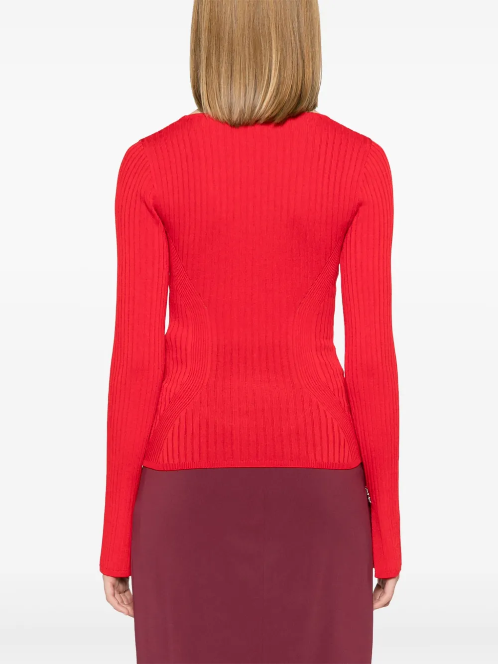 PATRIZIA PEPE SQUARE-NECK RIBBED-KNIT JUMPER