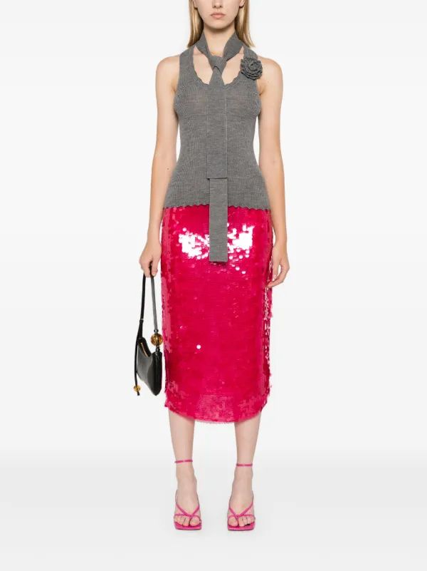Patrizia Pepe sequin-embellished Midi Pencil Skirt | Pink