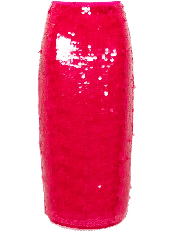 Patrizia Pepe sequin-embellished Midi Pencil Skirt Pink