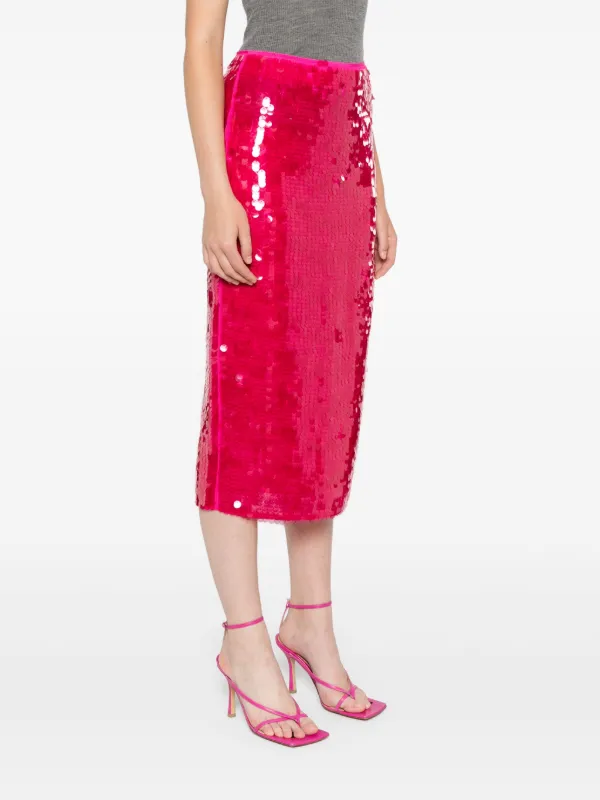 Patrizia Pepe sequin embellished Midi Pencil Skirt Pink FARFETCH AE
