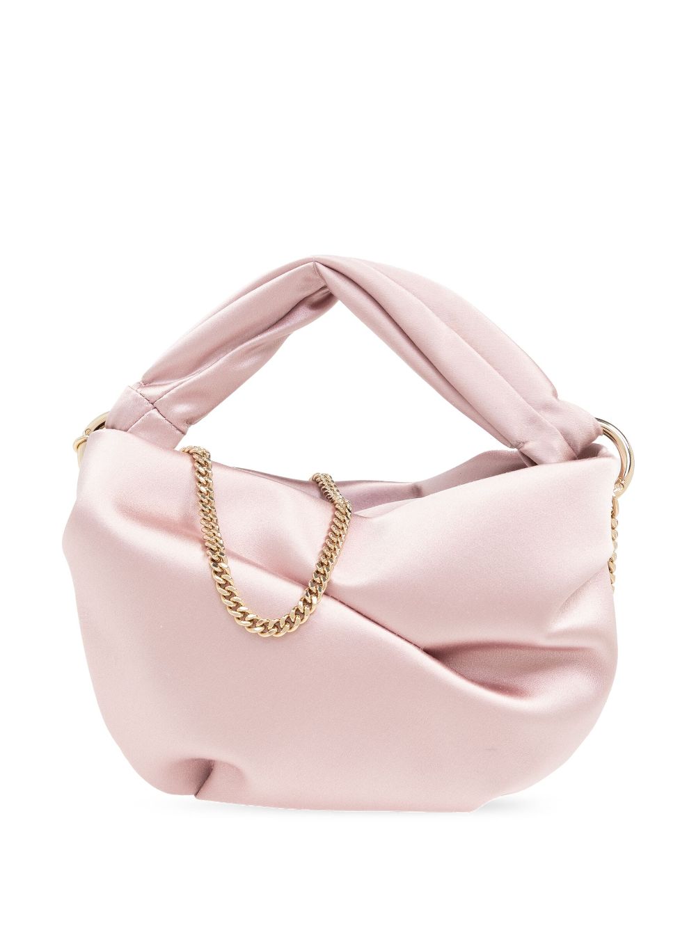 Jimmy Choo Bonny Satin Twist Detailed Chained Tote Bag In Pink