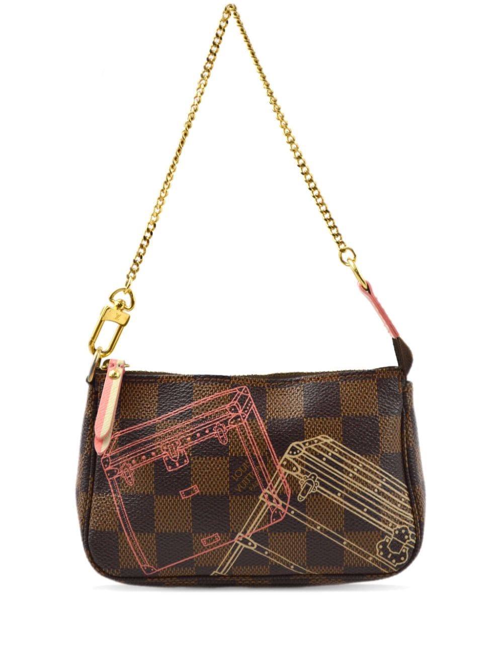 Pre-owned Louis Vuitton 2014 Mini Pochette Accessoires Clutch Bag In Brown
