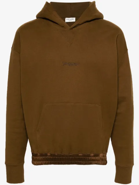 Saint Laurent logo-embroidered cotton hoodie