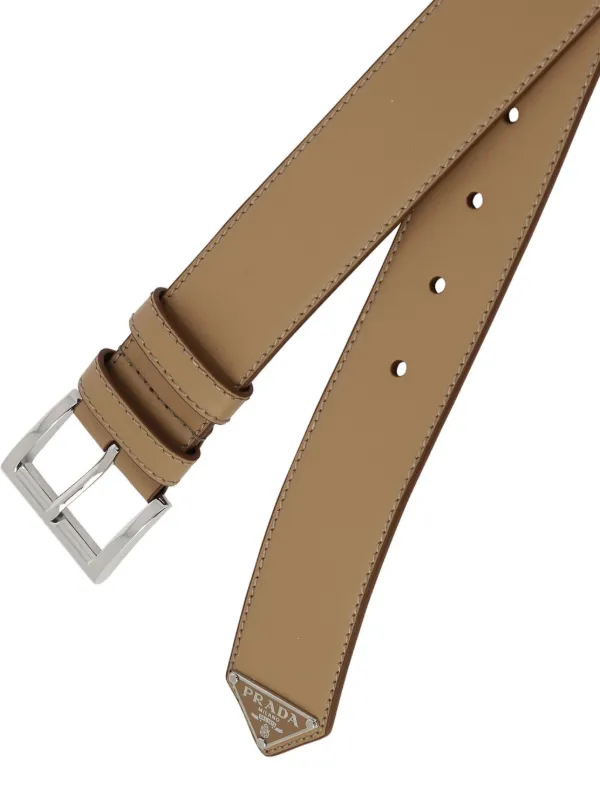 Prada トライアングルロゴ レザーベルト | ニュートラル | FARFETCH JP
