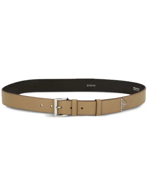 Prada enamel triangle-logo leather belt 