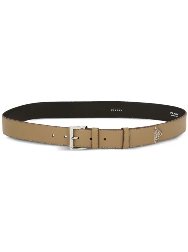 Prada トライアングルロゴ レザーベルト | ニュートラル | FARFETCH JP