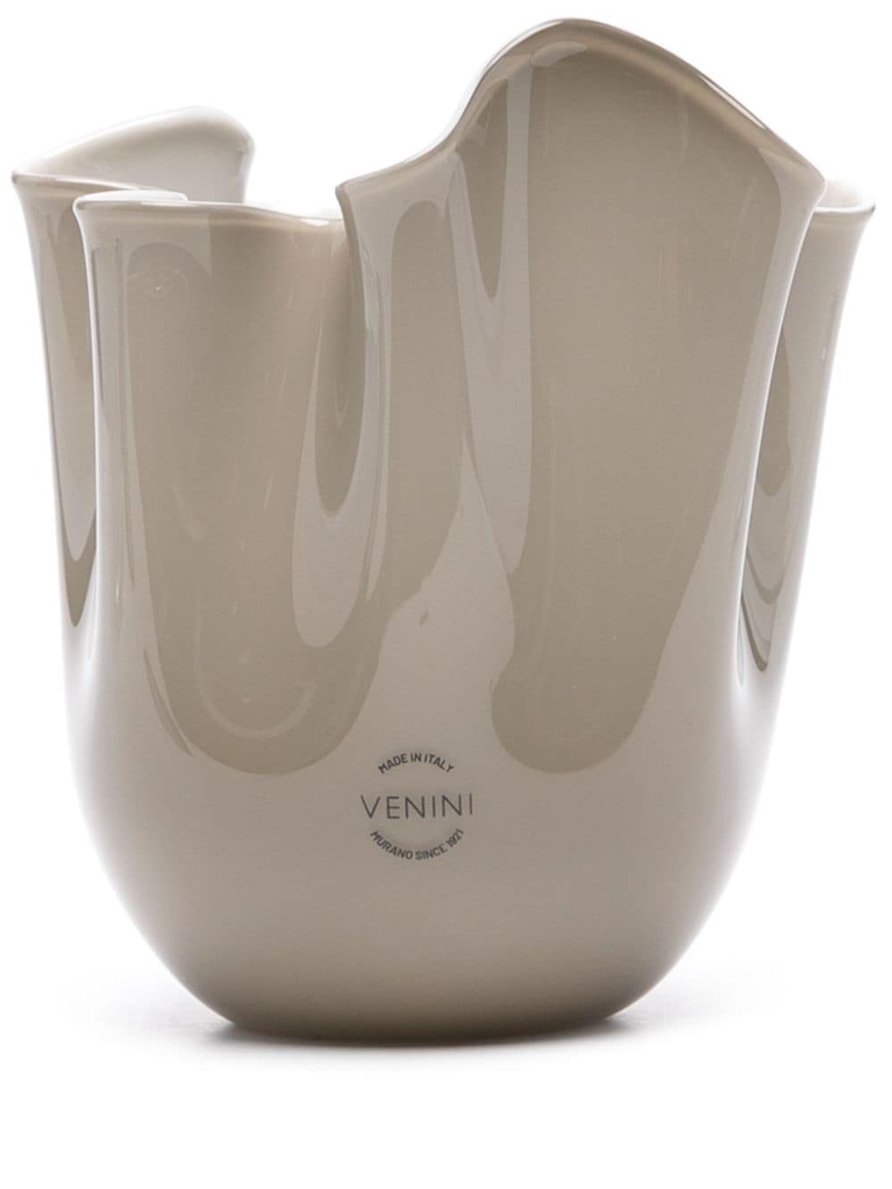 Venini Fazzoletto Porcelain Vase (14,5cm X 12cm) In Grey