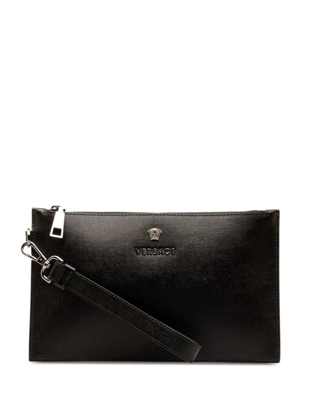 Pre-owned Versace 2000-2015 Medusa Clutch Bag In Black
