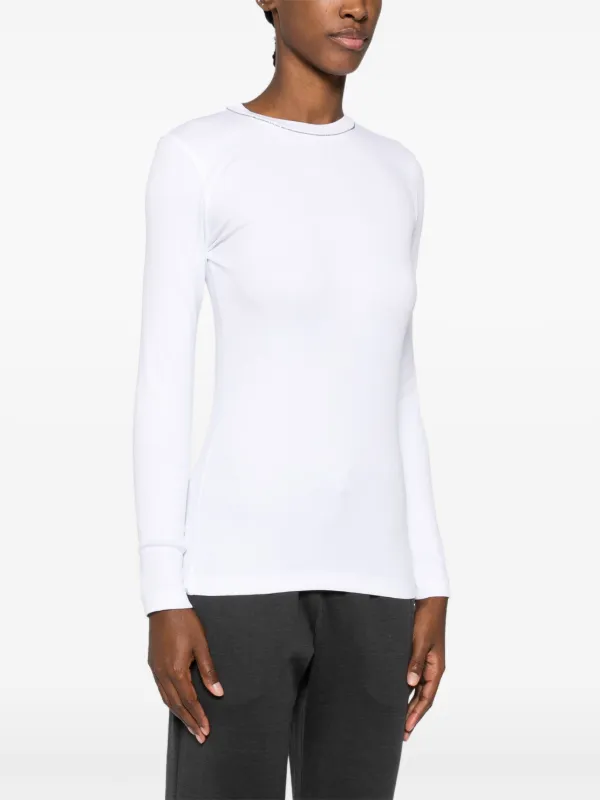 BRUNELLO CUCINELLI 長袖カットソー ビーズ装飾 ホワイト　XS Brunello Cucinelli ビーズトリム Tシャツ | ホワイト | FARFETCH JP