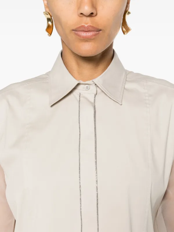 ワンピース BRUNELLO CUCINELLI Camicia con dettaglio catena di monili Brunello Cucinelli Camicia Con Catena Monili | Toni Neutri