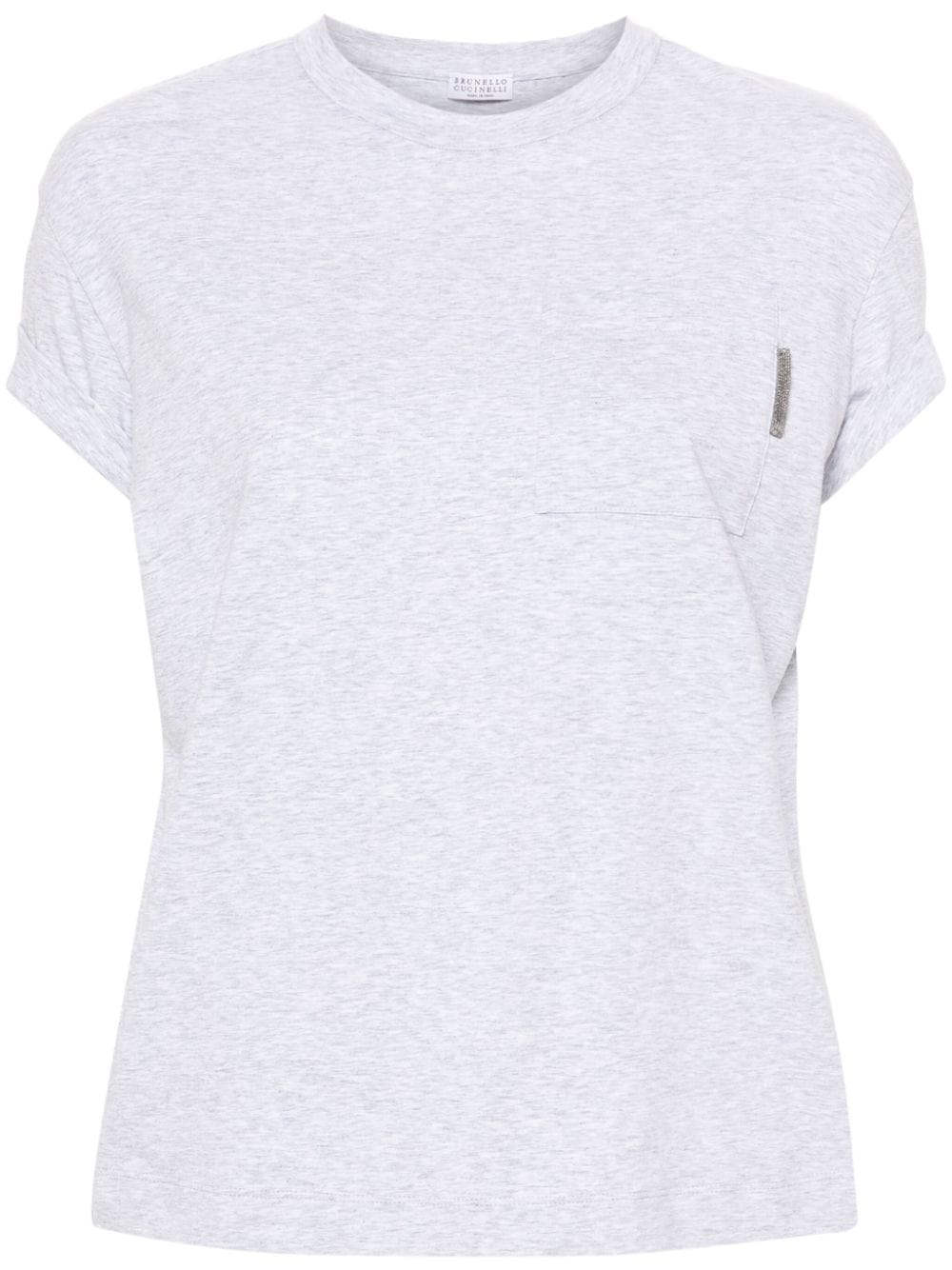 Brunello Cucinelli T-shirt Mit Monili-kette In Grey