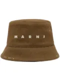 Marni logo-embroidered cotton bucket hat - Brown