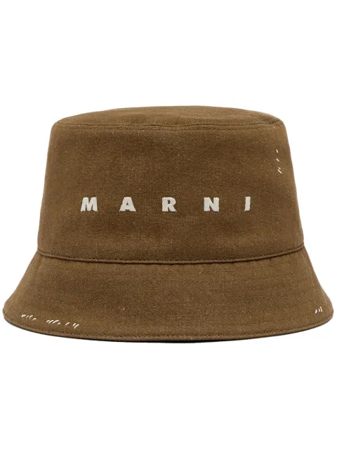 Marni logo-embroidered cotton bucket hat