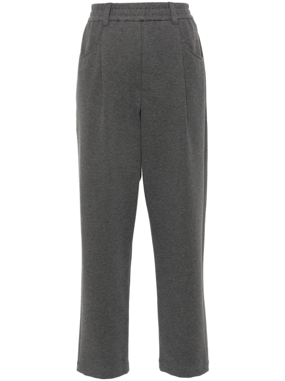 Brunello Cucinelli Cropped Tapered Track Pants In Gray