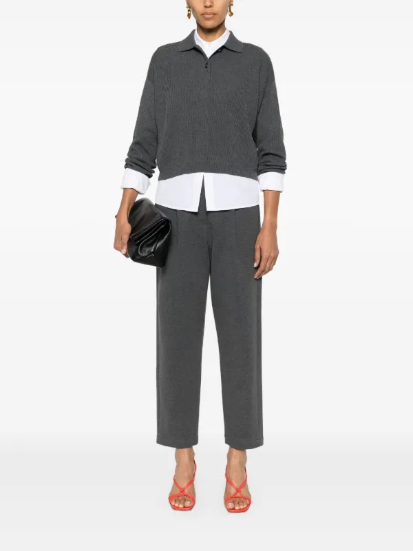 Brunello Cucinelli Cropped Tapered Women Track Pants - Grey