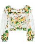 FARM Rio fruit-printed cropped blouse - Green