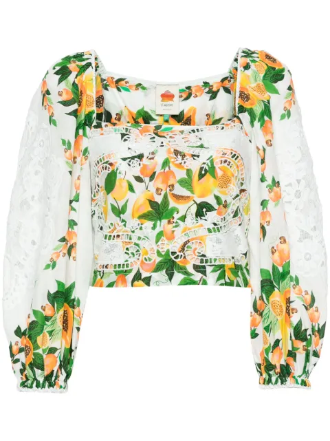 FARM Rio fruit-printed cropped blouse