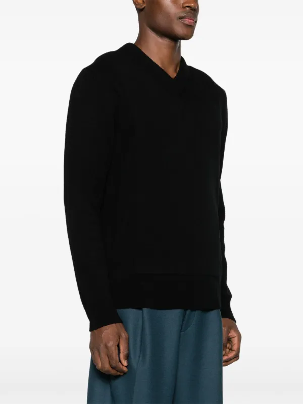 Jil Sander V-neck Knitted Jumper | Black | FARFETCH SG