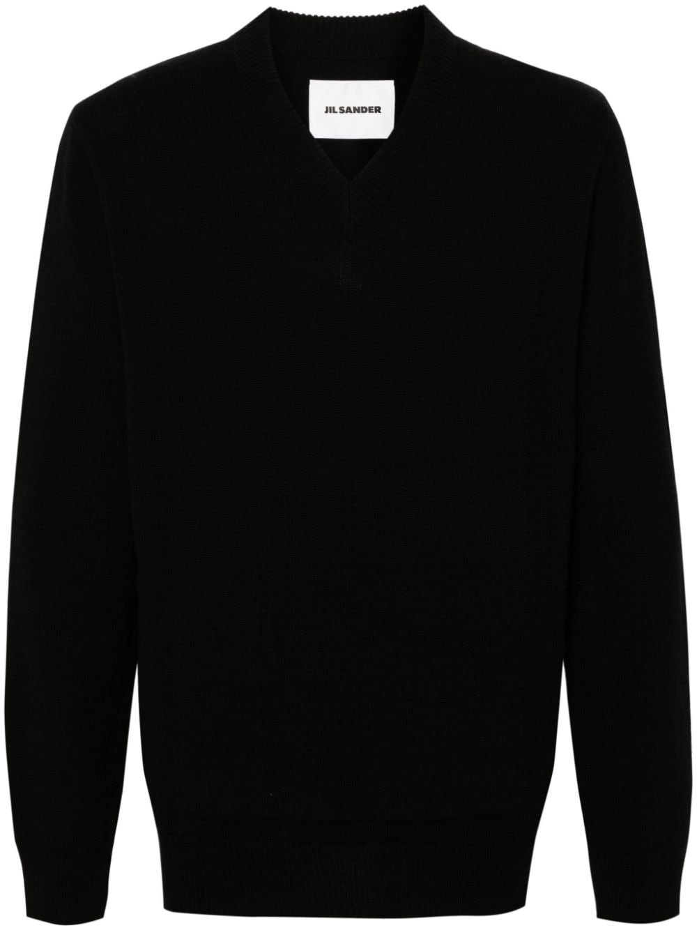 Jil Sander V-neck Knitted Jumper In Black