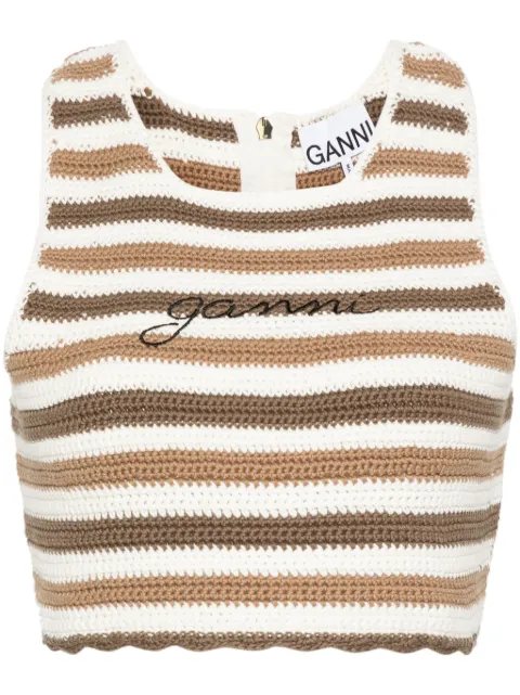 GANNI striped organic cotton tank top