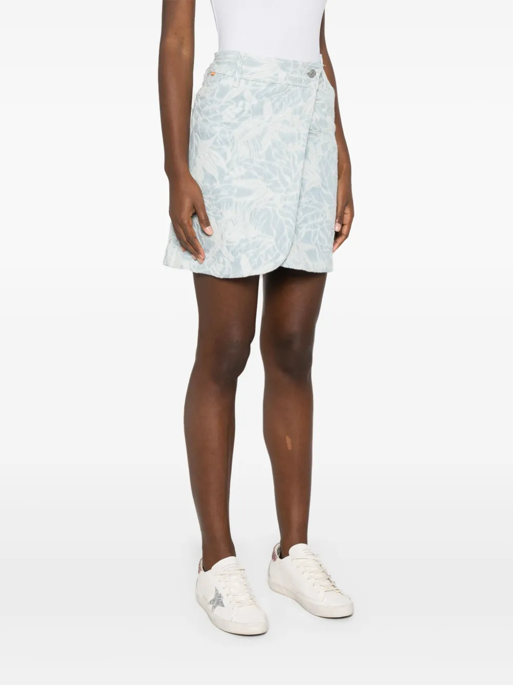 BOSS Denim wikkelrok Blauw