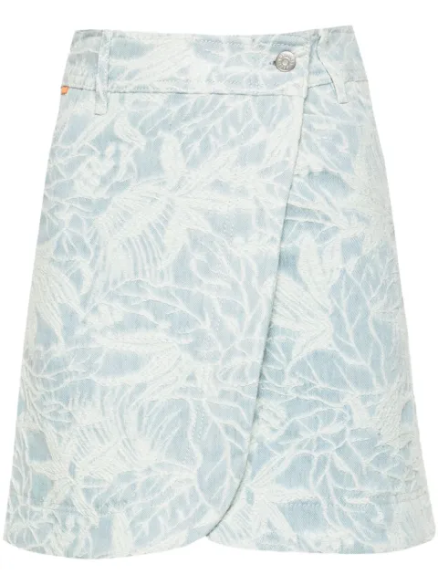 BOSS falda de mezclilla con motivo floral en jacquard