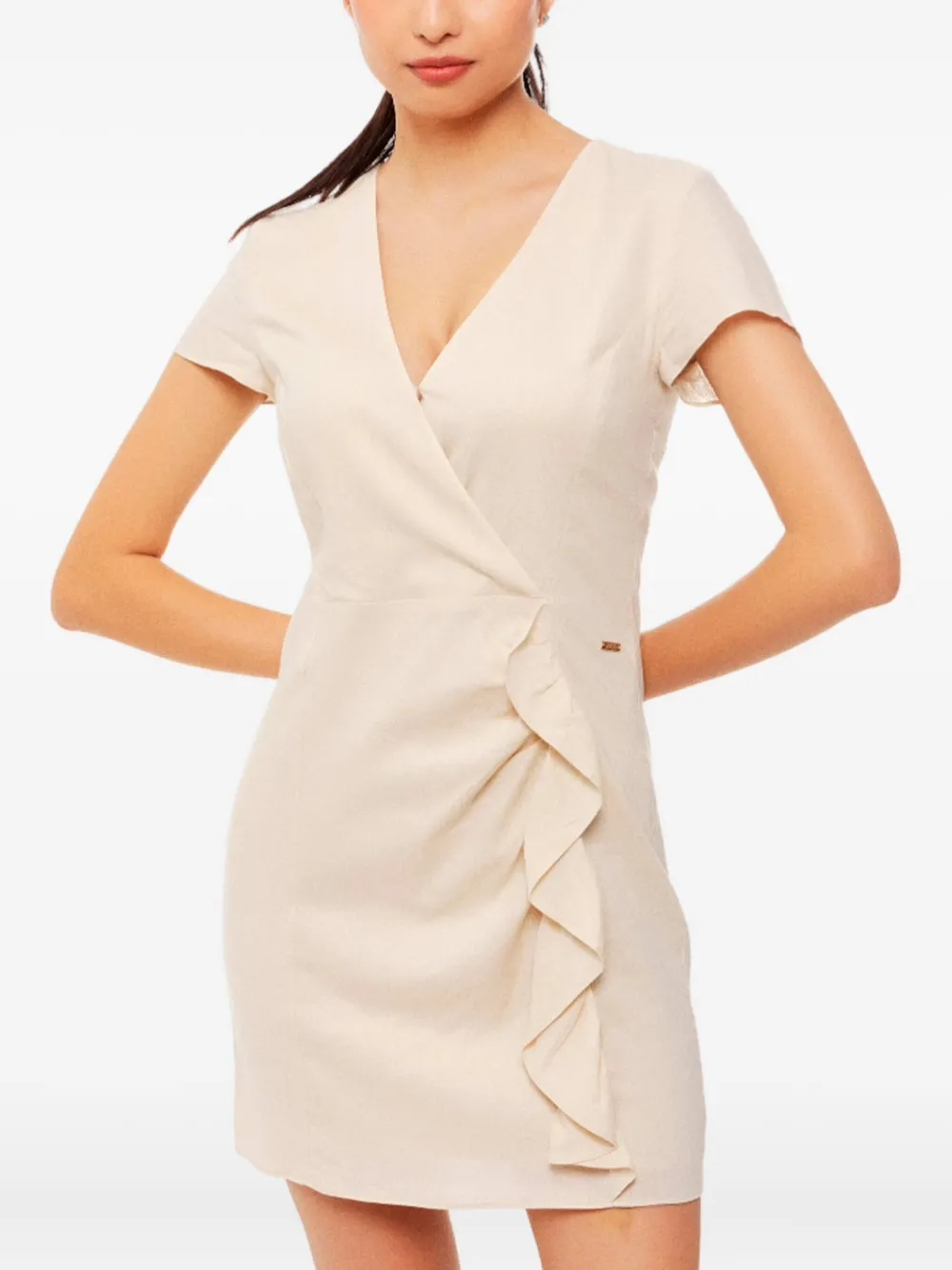 Armani Exchange ruffled wrap dress | Neutrals | Image 1
