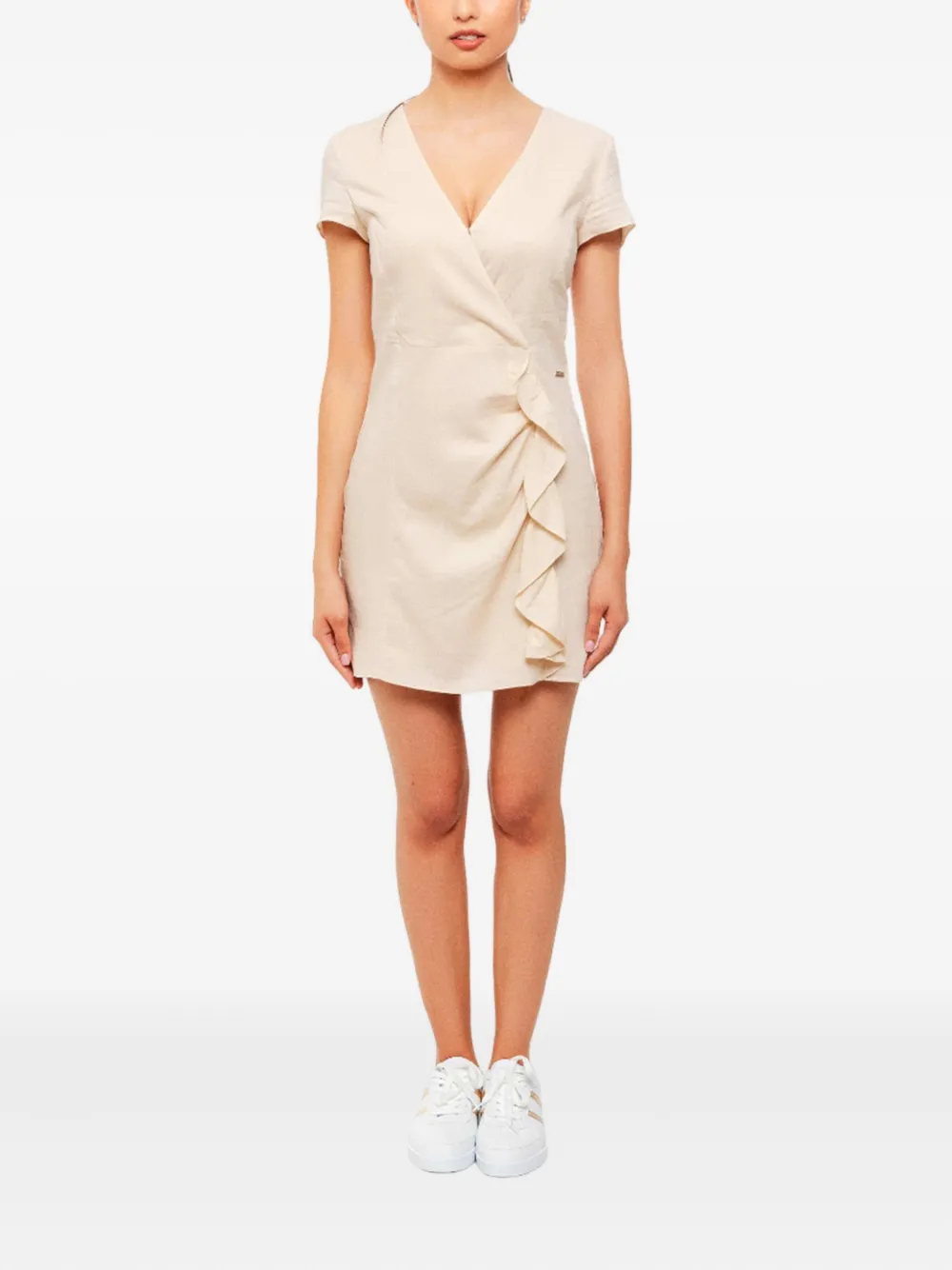Armani Exchange Wikkeljurk met ruches - Beige