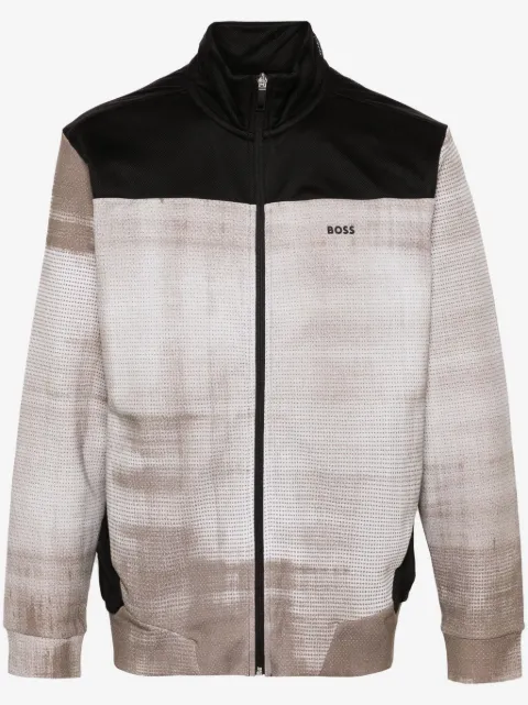 BOSS abstract-pattern track jacket