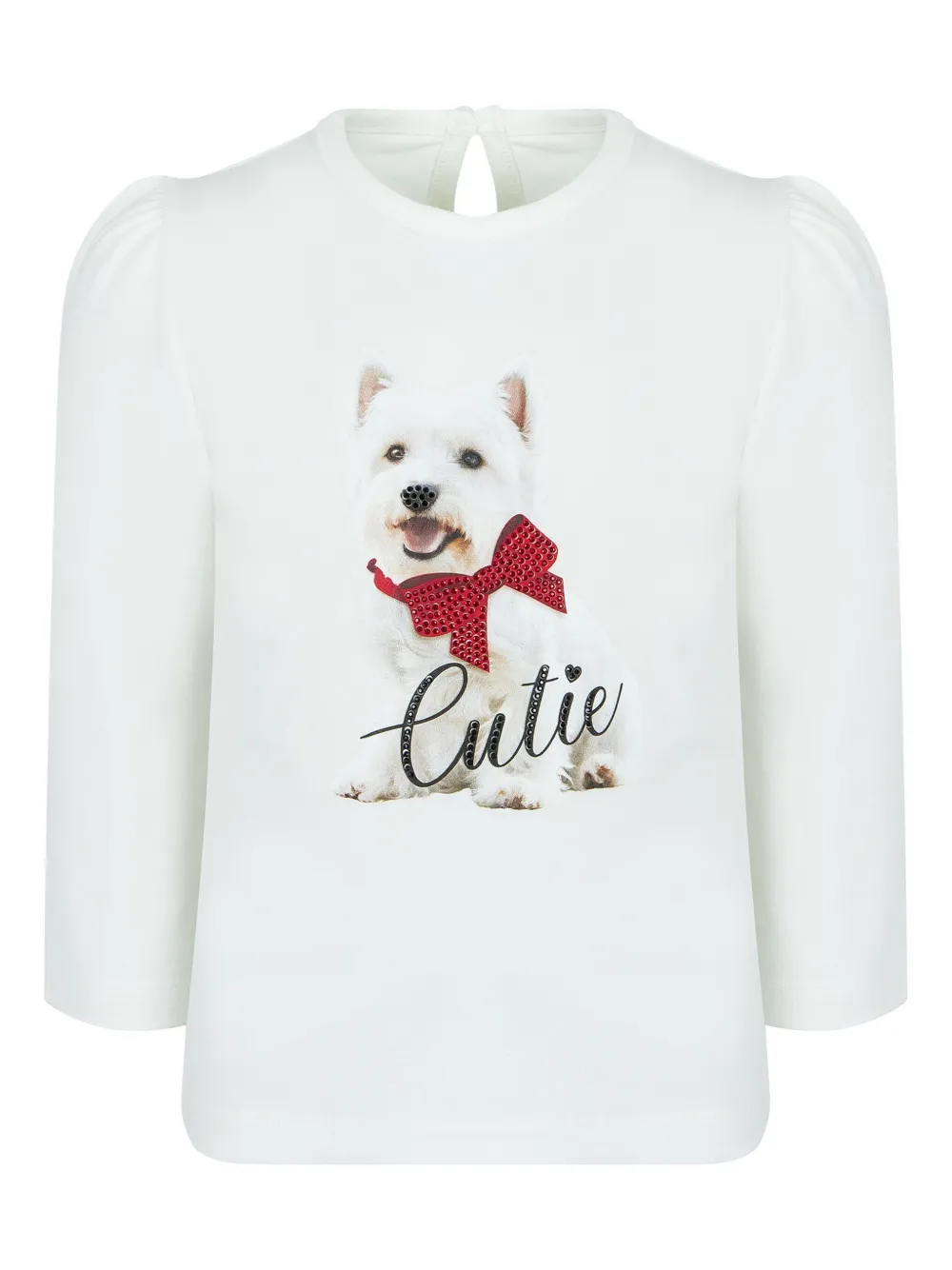 Lapin House Kids' Dog-print Long-sleeve T-shirt In White