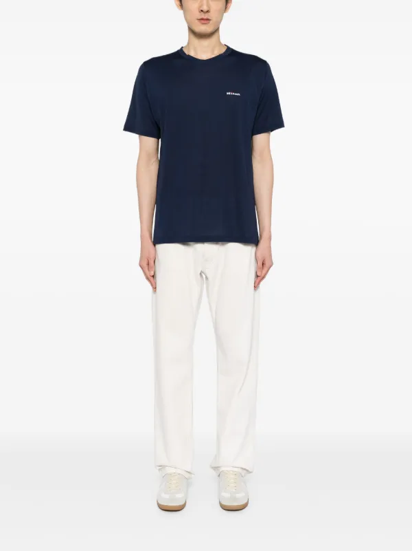 Kiton logo-embroidered Cotton T-shirt | Blue | FARFETCH JO