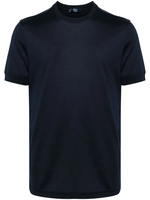 Tシャツ・カットソー Kiton Cotton T-shirt with logo (UMK0717K4002 NAVY BLUE) Kiton - Royal Blue Short Sleeve T-Shirt | Mitchell Stores