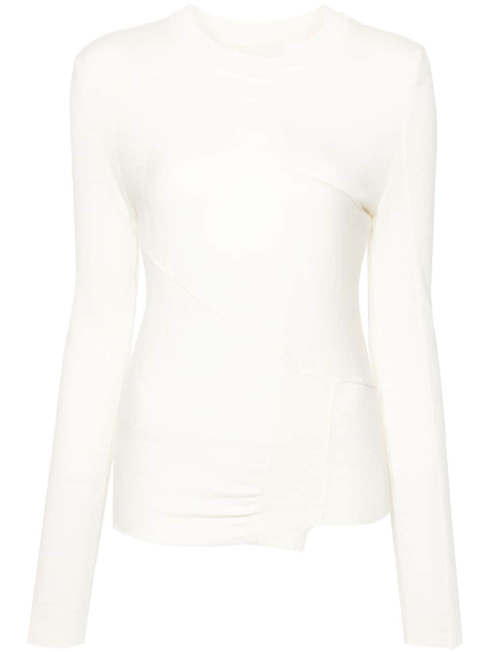Mm6 Maison Margiela Asymmetric Virgin Wool Blend Jumper In White