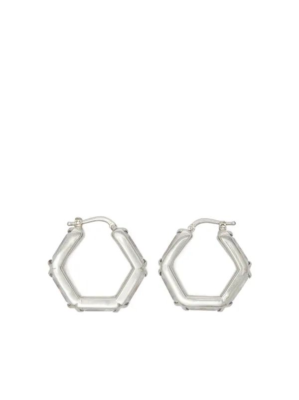 ピアス JIL SANDER  Crystal-embellished hoop earrings Jil Sander crystal-embellished Hoop Earrings | Silver | FARFETCH