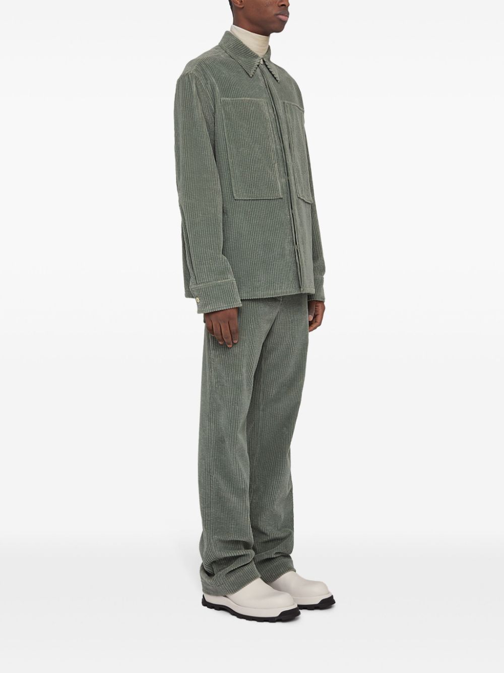 Shop Jil Sander Straight-leg Organic-cotton Corduroy Trousers In Grey