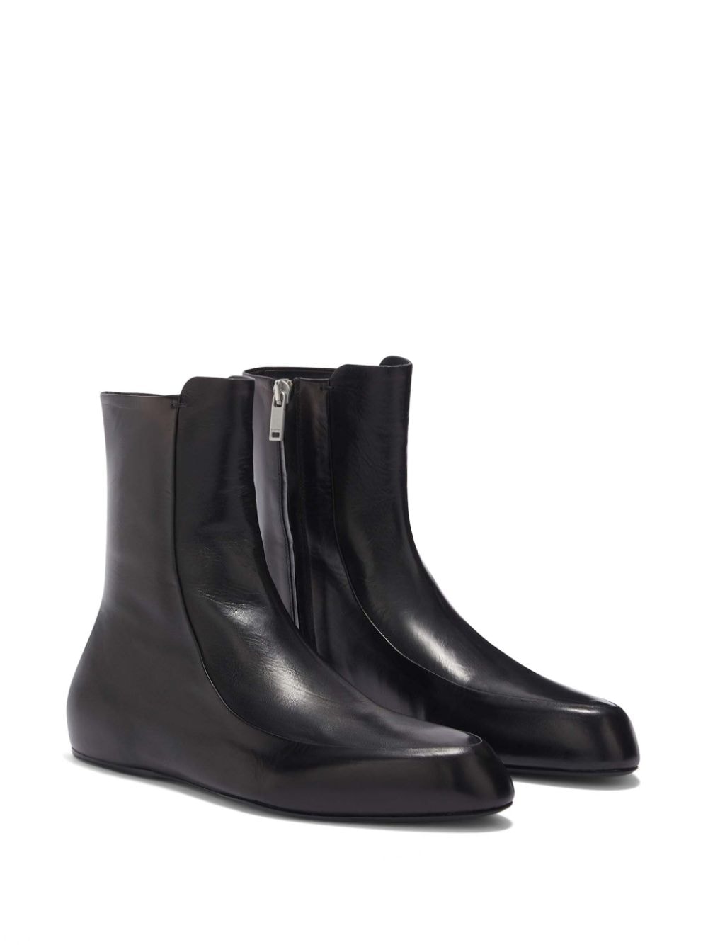 Shop Jil Sander Leather Ankle Boots In Black